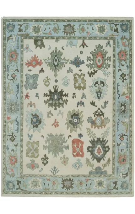Antique-Style Oushak Area Rug – Soft Wool Handmade Carpet for Home Décor